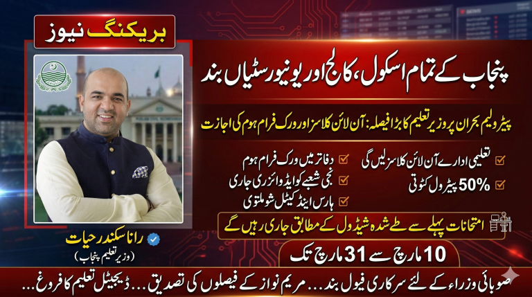 Minister Education Punjab Rana Sikandar Hayat announcement about PECTTA and SBA exams 2026