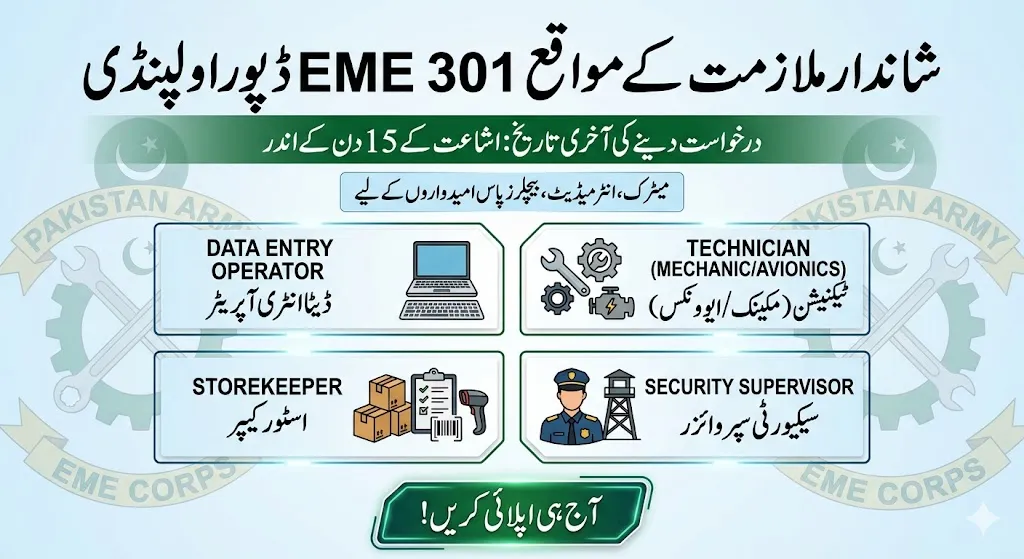 301 Central Base Spares Depot EME Rawalpindi Jobs 2026 Official Advertisement Application Form