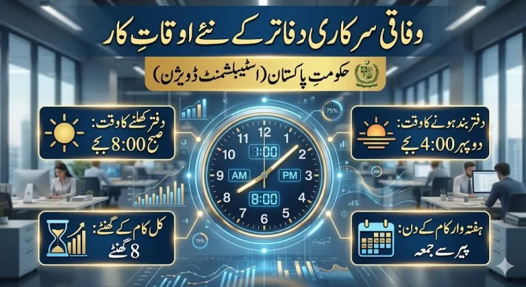 Federal Government Pakistan Office Timings Notification 2026 Post Ramzan