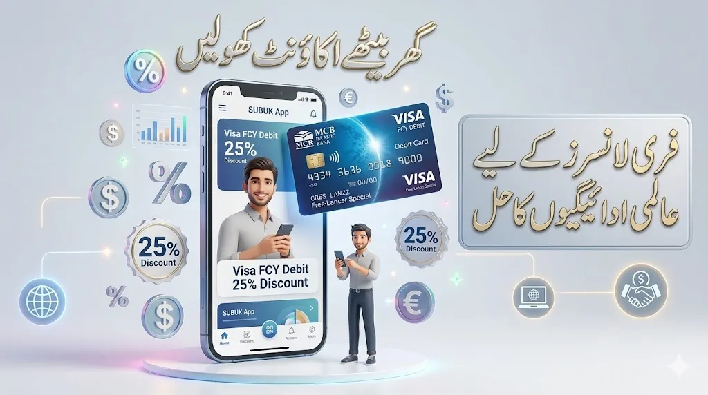 متبادل متن: MCB Islamic Freelancer Account Visa FCY Debit Card 2026 International Online Payments USD Spending Pakistan Freelancers