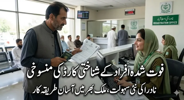 NADRA CNIC cancellation process after death in Pakistan service center assistance