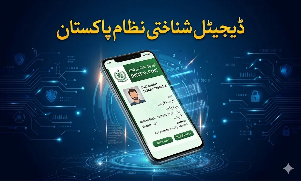 Smartphone displaying digital CNIC with data protection technology concept in Pakistan