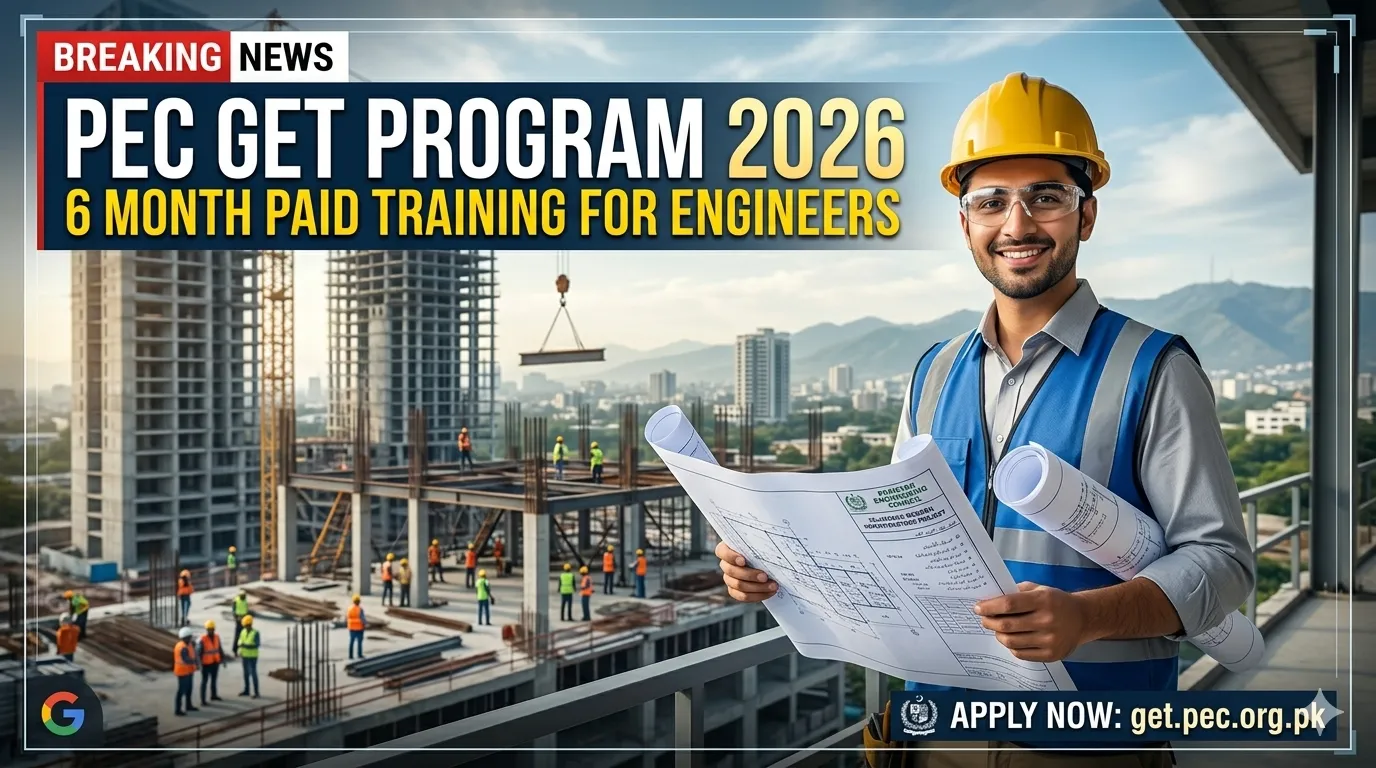 Pakistan Engineering Council GET Program 2026 offering six-month paid training for engineering graduates.