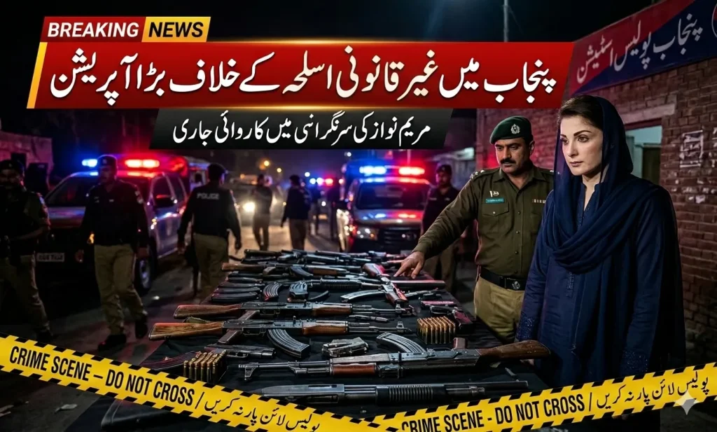 Province-wide crackdown on illegal weapons announced by Maryam Nawaz as the Government of Punjab launches strict action against unlicensed firearms across Punjab.