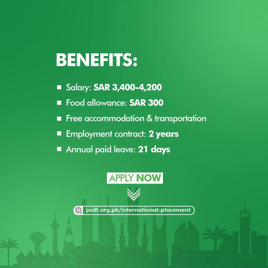 Salary and benefits for nursing specialist jobs in Saudi Arabia including SAR 4200 monthly package with free accommodation and transportation