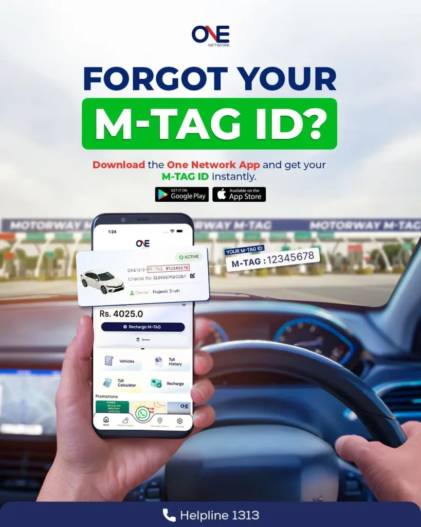 M-TAG ID recovery Pakistan motorway car toll plaza digital system guide