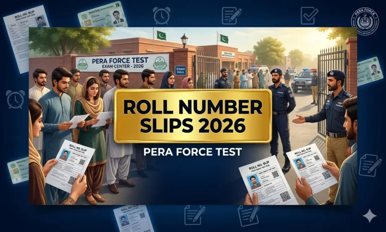 Pera Force roll number slip 2026 candidates exam center Pakistan recruitment test