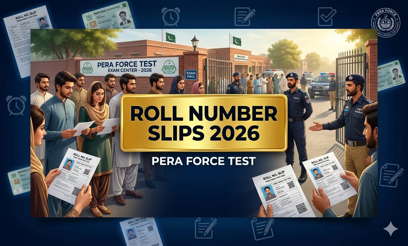 Pera Force roll number slip 2026 candidates exam center Pakistan recruitment test