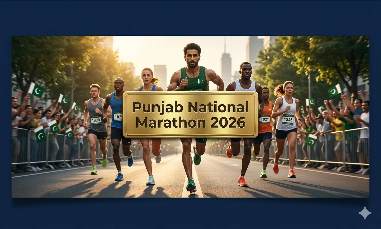 Punjab National Marathon 2026 race event with professional runners competing on city road