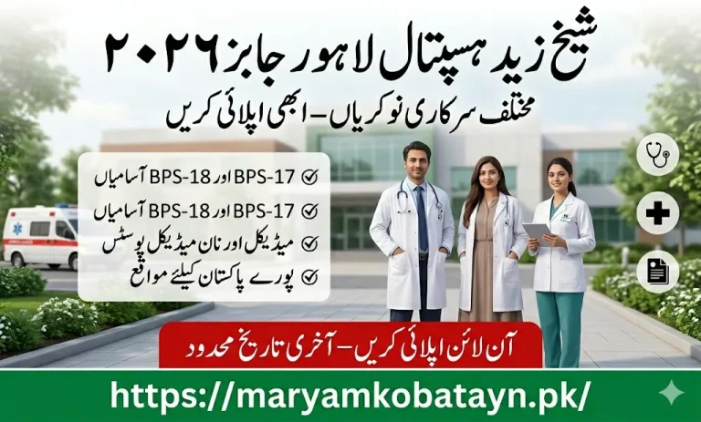 Shaikh Zayed Hospital Lahore Jobs 2026 featured image showing doctors and medical staff with job announcement details