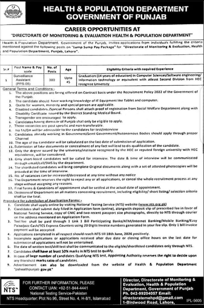 Punjab Health Department Jobs 2026 official advertisement